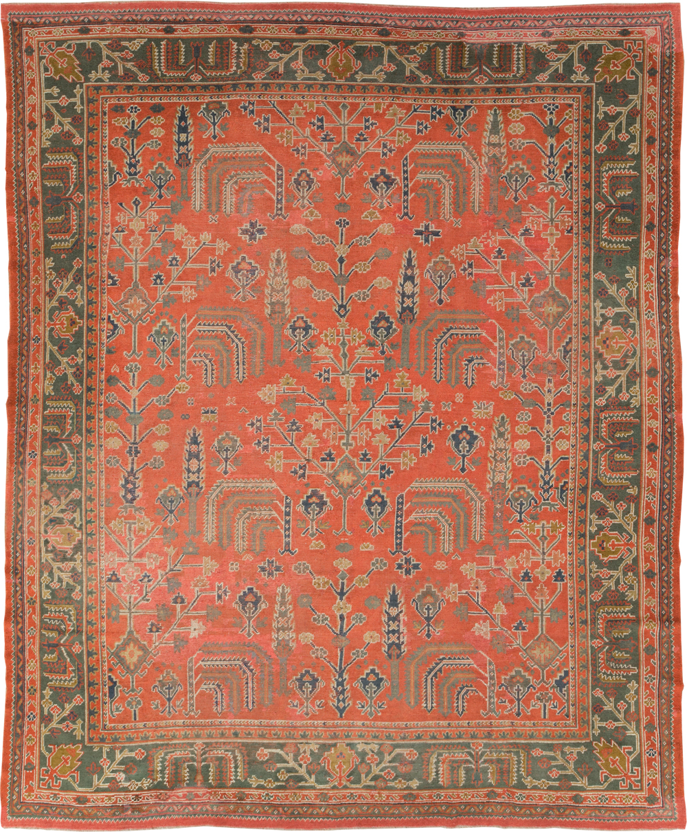 Antique Turkish Oushak Room Size Carpet, No.27634 - Staging