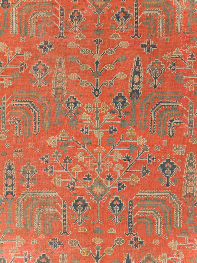 Antique Turkish Oushak Room Size Carpet, No.27634 - Staging