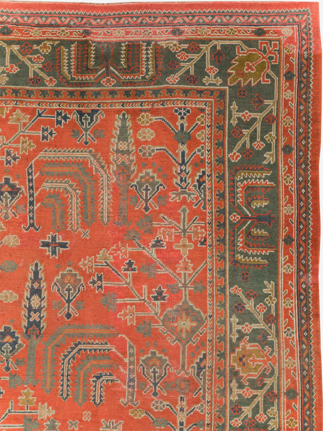 Antique Turkish Oushak Room Size Carpet, No.27634 - Staging