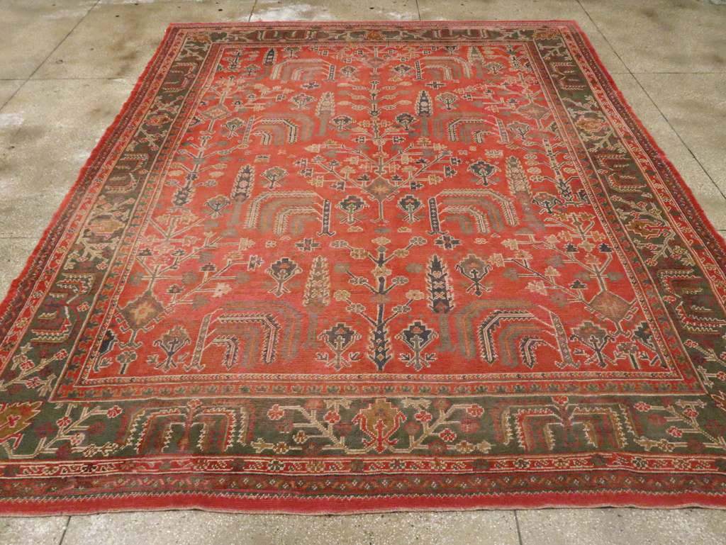 Antique Turkish Oushak Room Size Carpet, No.27634 - Staging