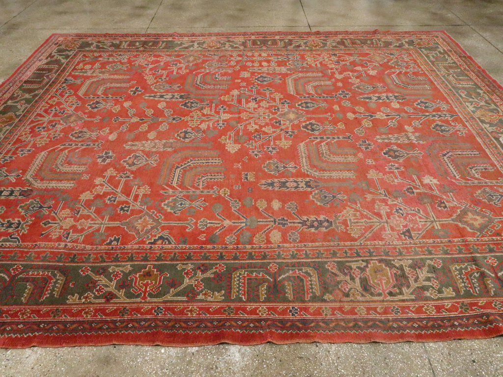 Antique Turkish Oushak Room Size Carpet, No.27634 - Staging