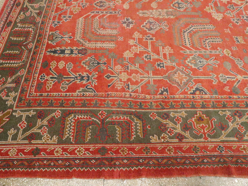 Antique Turkish Oushak Room Size Carpet, No.27634 - Staging