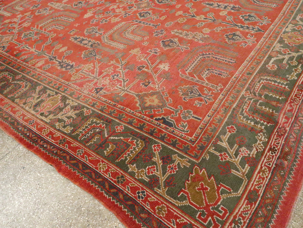 Antique Turkish Oushak Room Size Carpet, No.27634 - Staging