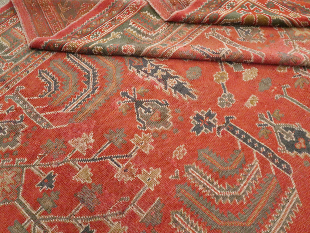 Antique Turkish Oushak Room Size Carpet, No.27634 - Staging