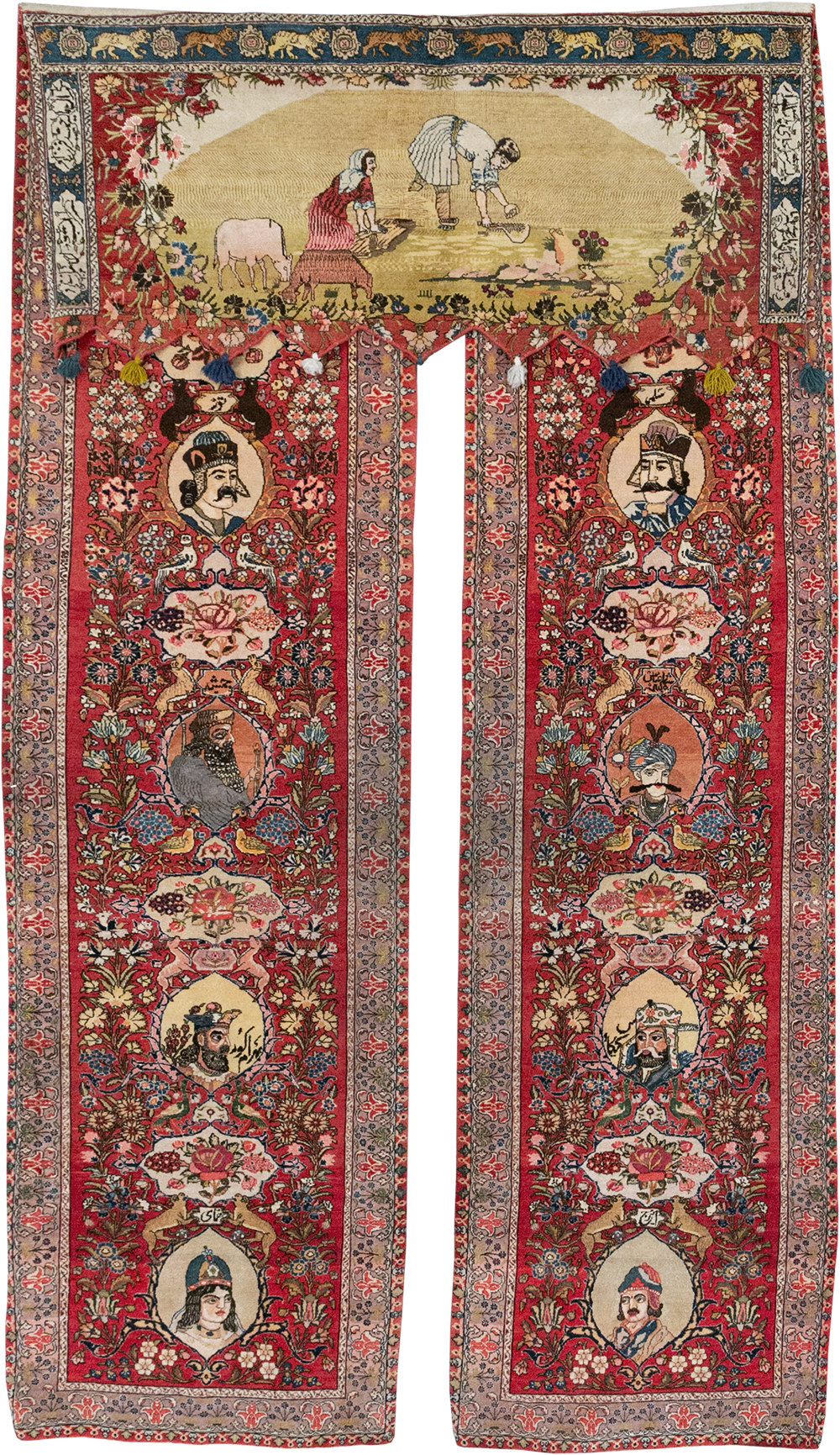 Vintage Persian Tabriz Pictorial Rug, No.27639 - Staging