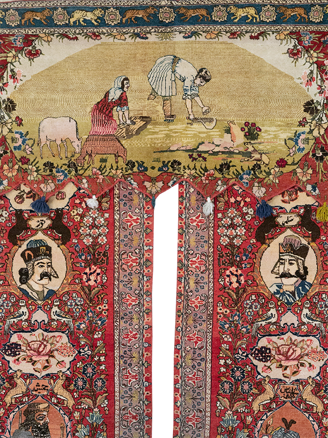 Vintage Persian Tabriz Pictorial Rug, No.27639 - Staging