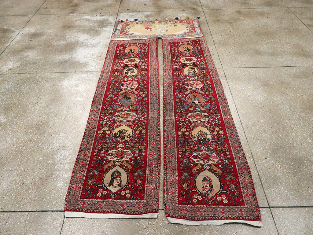 Vintage Persian Tabriz Pictorial Rug, No.27639 - Staging