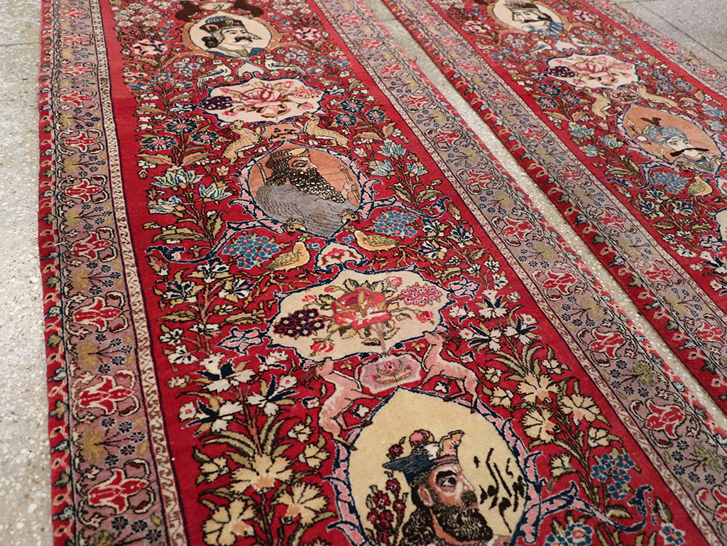 Vintage Persian Tabriz Pictorial Rug, No.27639 - Staging