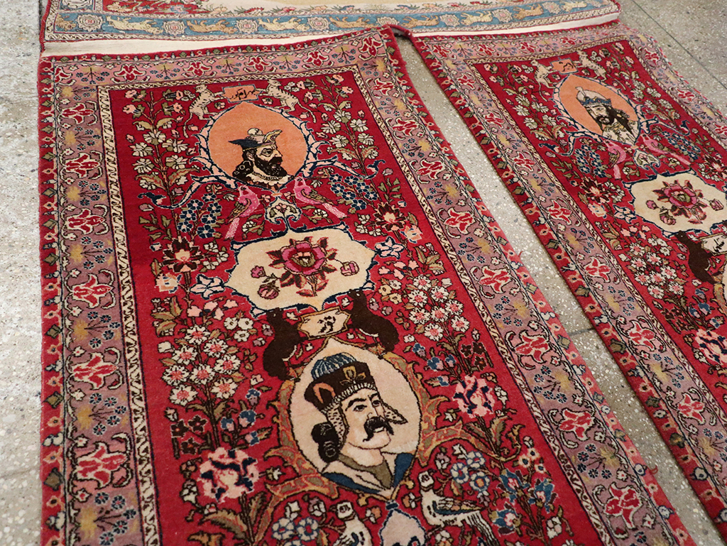Vintage Persian Tabriz Pictorial Rug, No.27639 - Staging