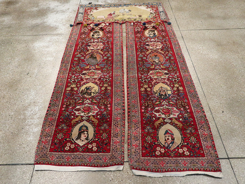 Vintage Persian Tabriz Pictorial Rug, No.27639 - Staging