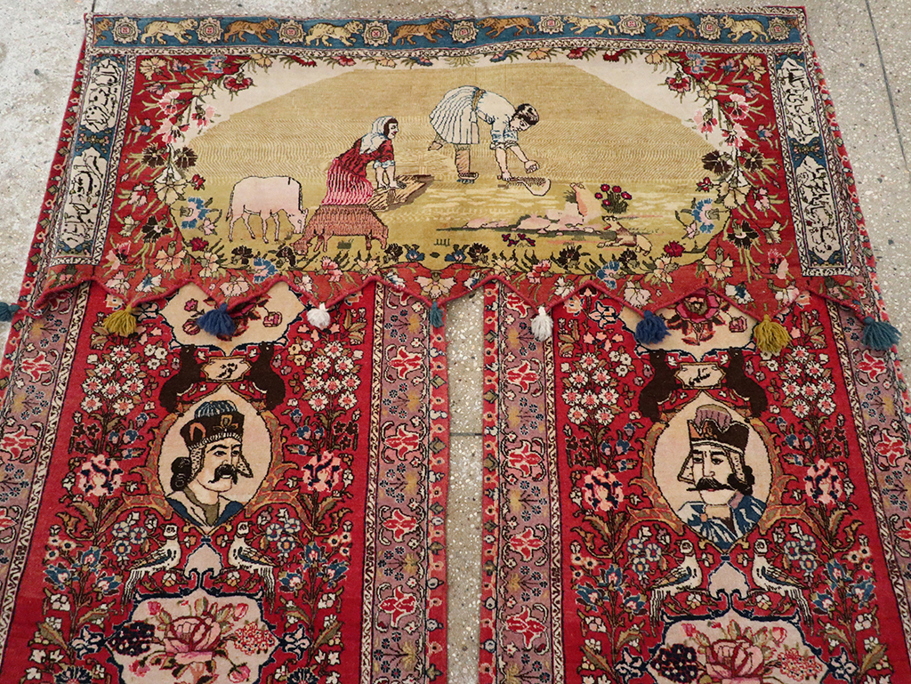 Vintage Persian Tabriz Pictorial Rug, No.27639 - Staging