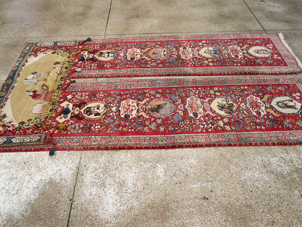 Vintage Persian Tabriz Pictorial Rug, No.27639 - Staging