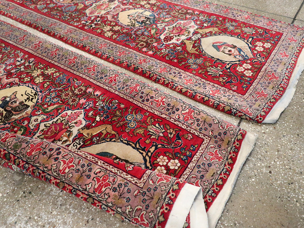 Vintage Persian Tabriz Pictorial Rug, No.27639 - Staging