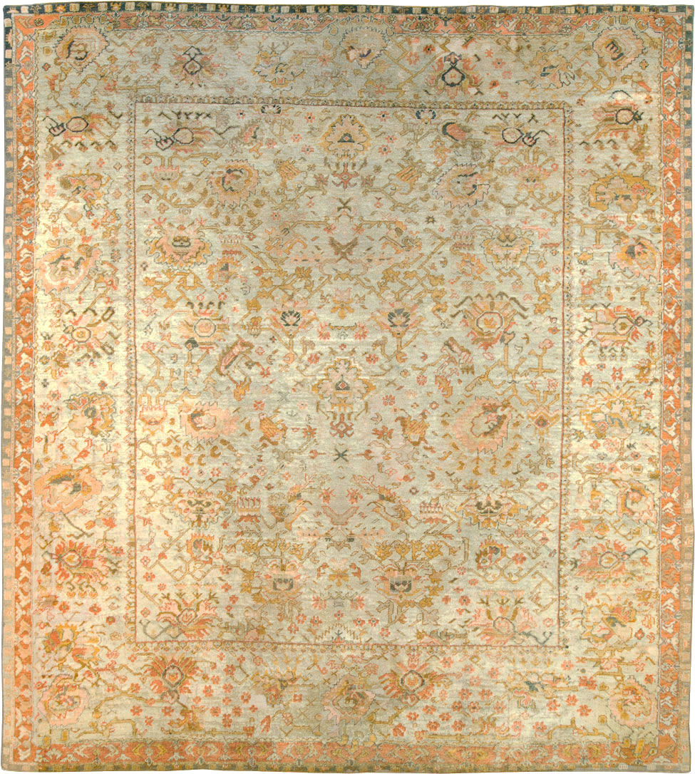 Antique Turkish Oushak Carpet, No.27644 - Staging