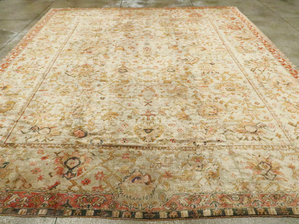Antique Turkish Oushak Carpet, No.27644 - Staging