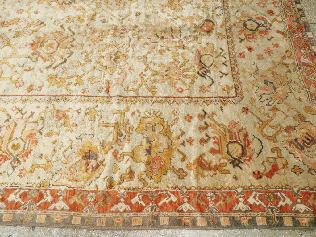 Antique Turkish Oushak Carpet, No.27644 - Staging