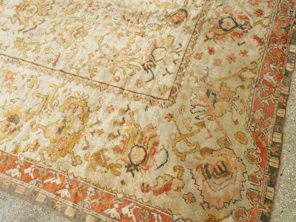 Antique Turkish Oushak Carpet, No.27644 - Staging