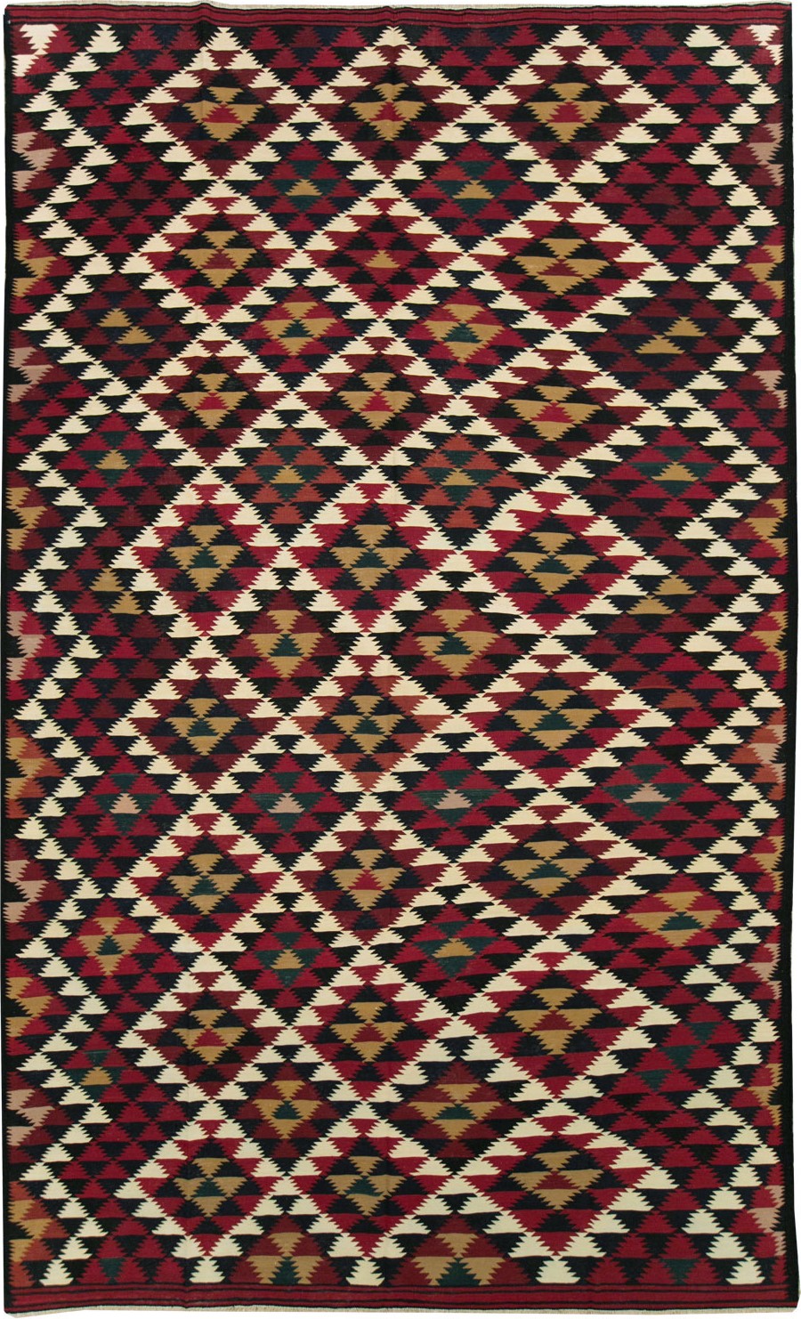 Vintage Turkish Flatweave Kilim Long Room Size Carpet, No.27661 - Staging