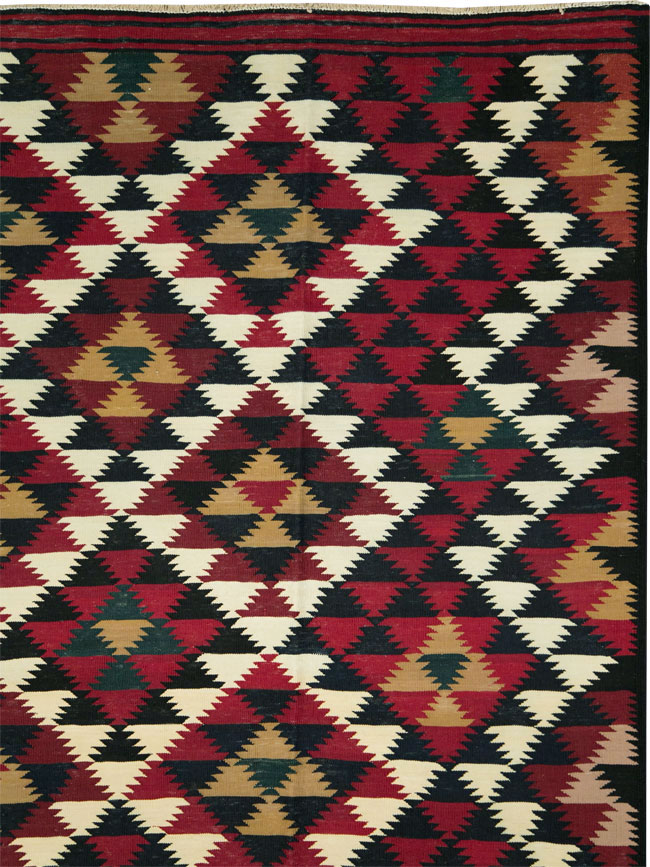 Vintage Turkish Flatweave Kilim Long Room Size Carpet, No.27661 - Staging