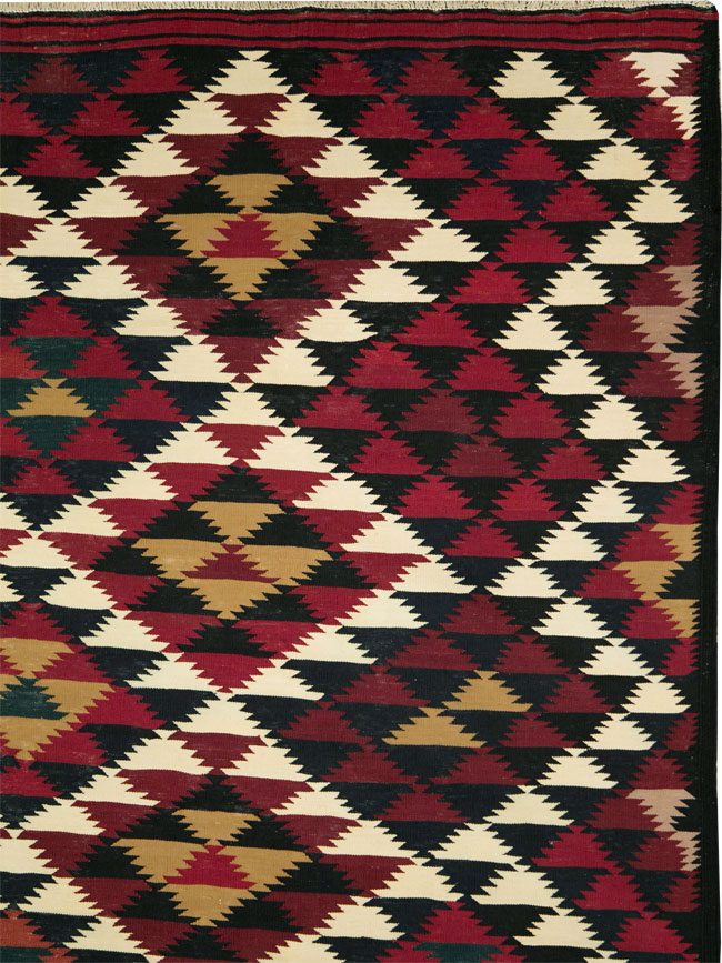 Vintage Turkish Flatweave Kilim Long Room Size Carpet, No.27661 - Staging