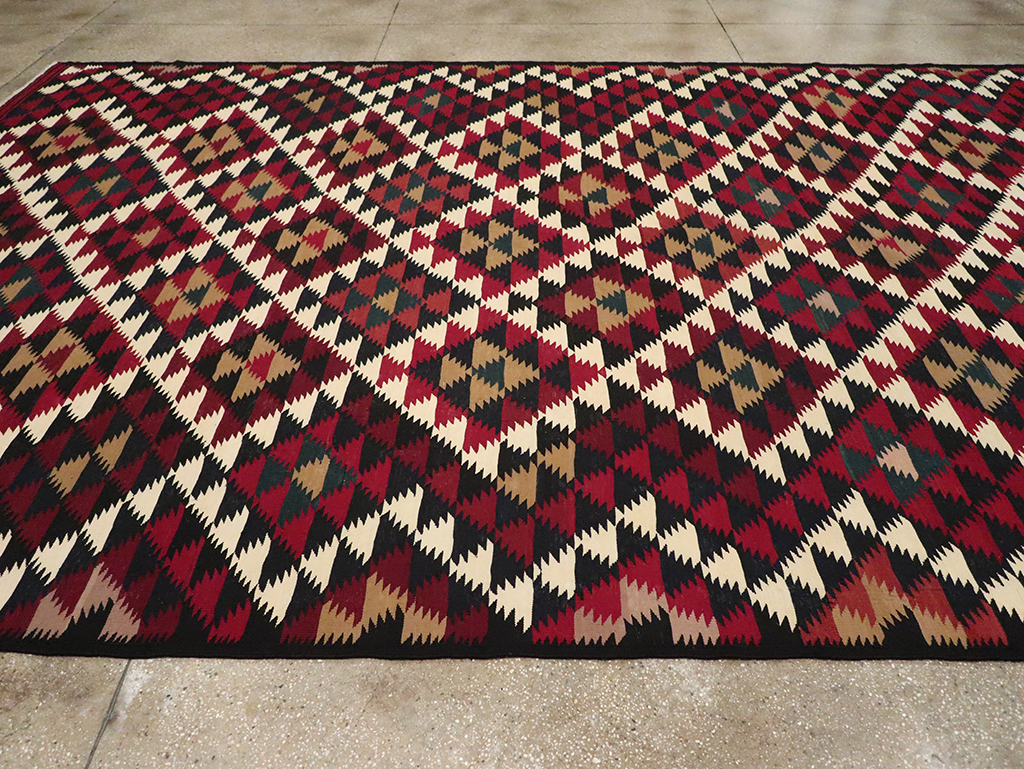 Vintage Turkish Flatweave Kilim Long Room Size Carpet, No.27661 - Staging