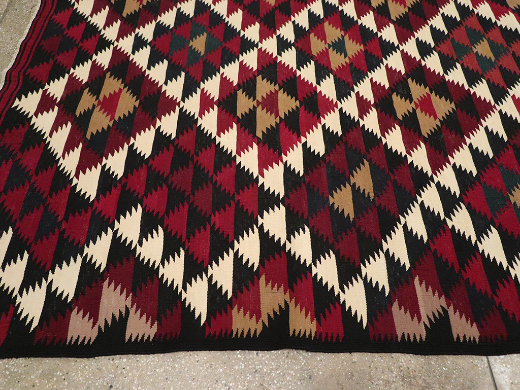 Vintage Turkish Flatweave Kilim Long Room Size Carpet, No.27661 - Staging
