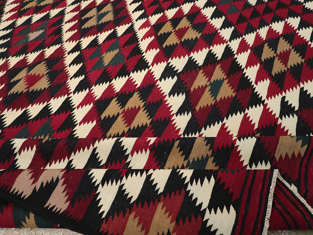 Vintage Turkish Flatweave Kilim Long Room Size Carpet, No.27661 - Staging