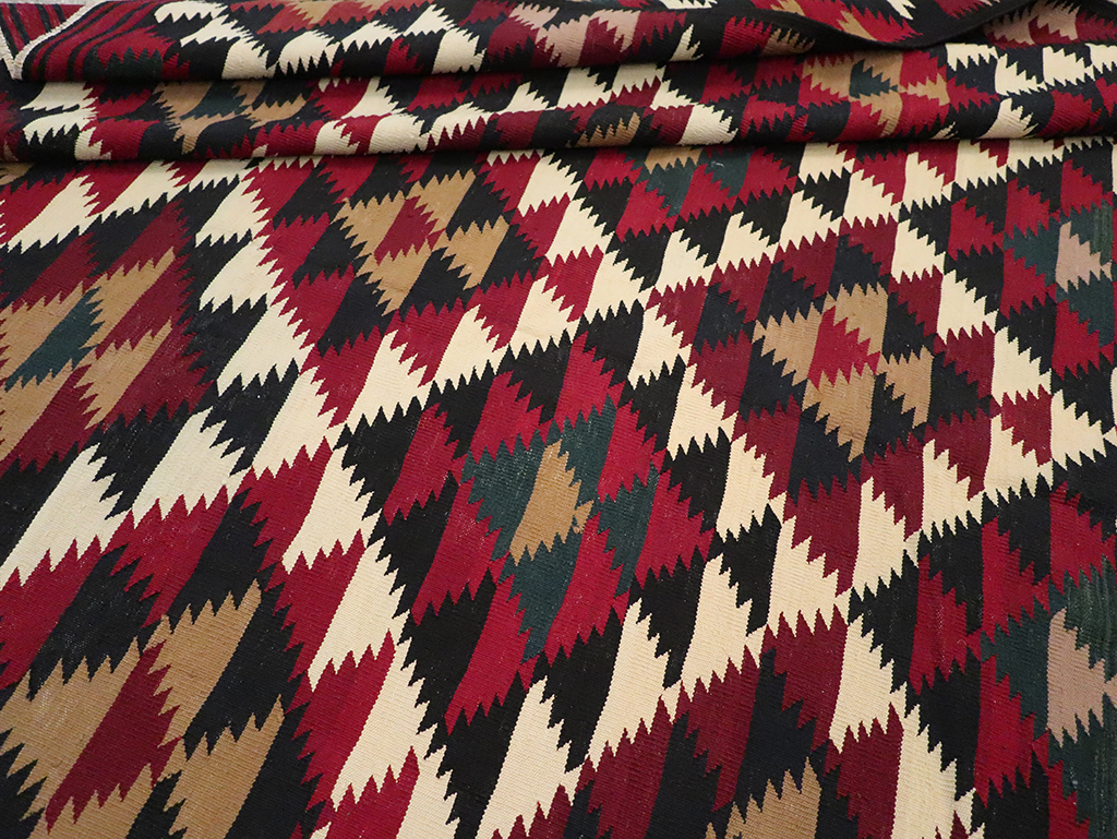 Vintage Turkish Flatweave Kilim Long Room Size Carpet, No.27661 - Staging