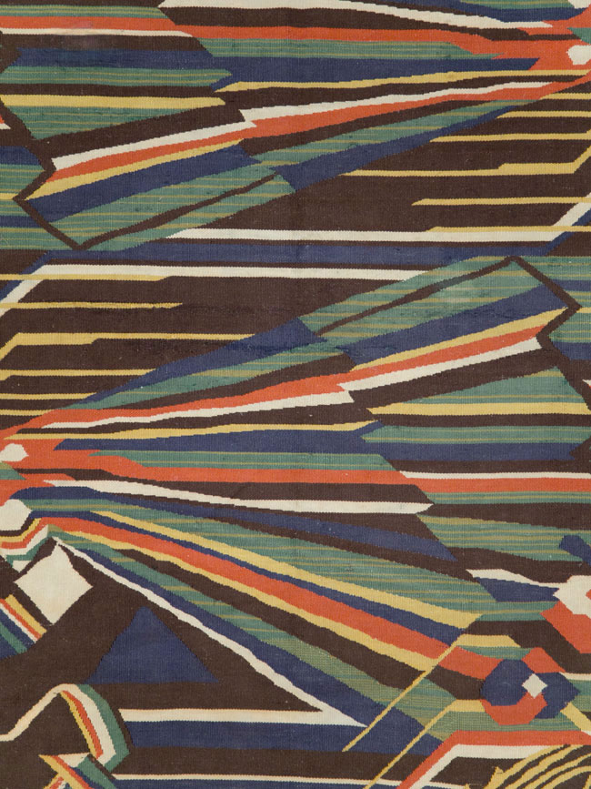 Vintage Romanian Flat-Weave Rug, No.27666 - Staging