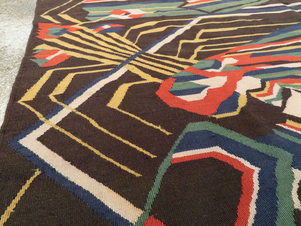 Vintage Romanian Flat-Weave Rug, No.27666 - Staging