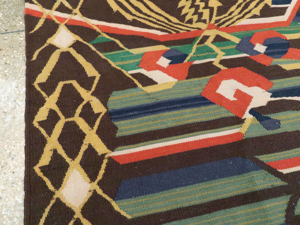 Vintage Romanian Flat-Weave Rug, No.27666 - Staging