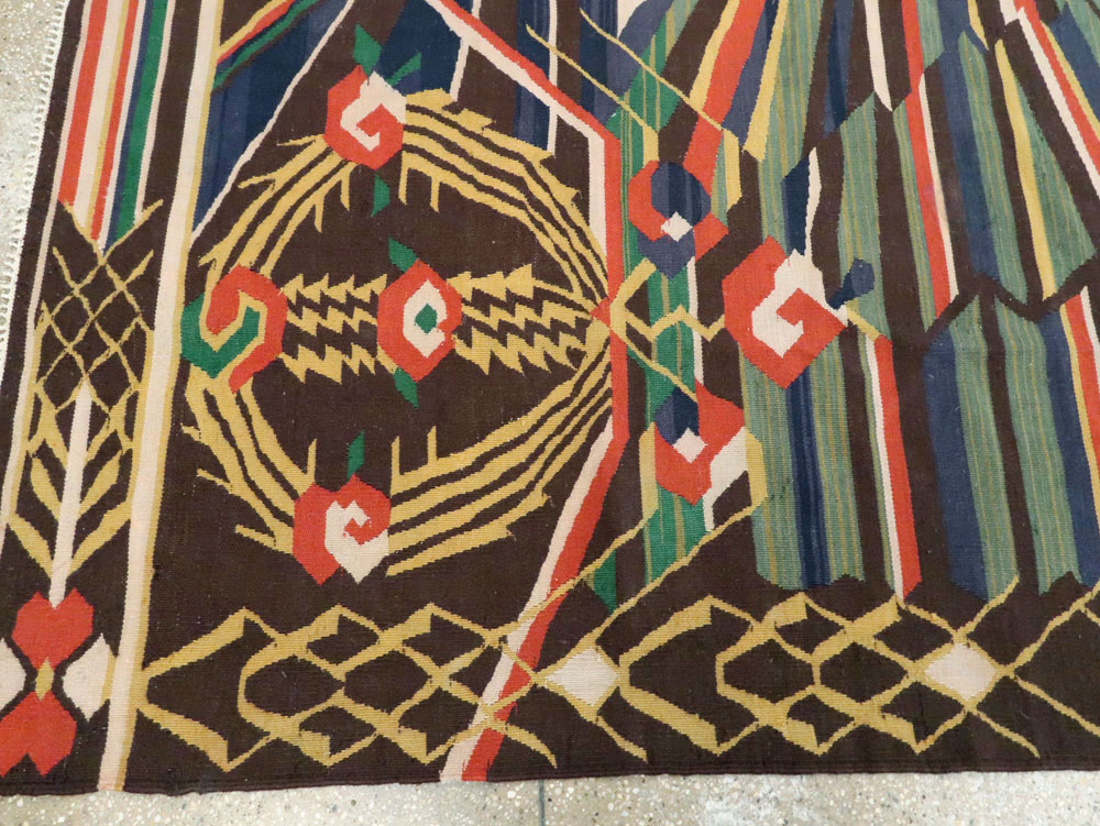 Vintage Romanian Flat-Weave Rug, No.27666 - Staging
