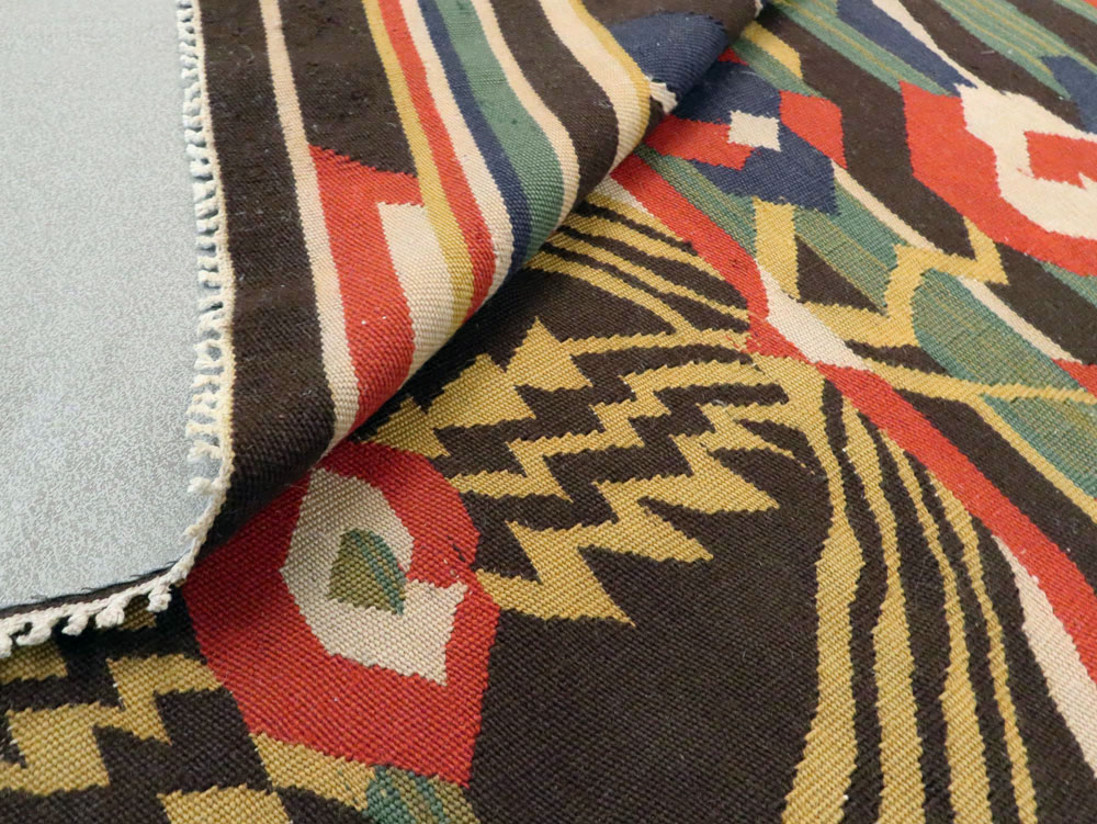 Vintage Romanian Flat-Weave Rug, No.27666 - Staging