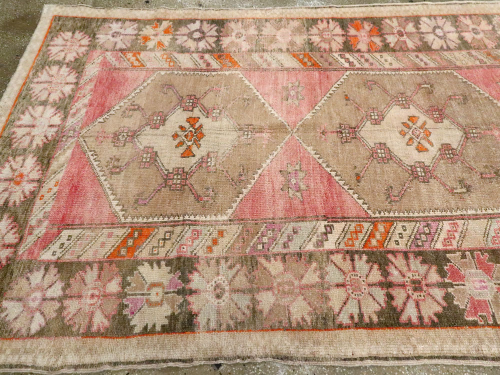 Vintage Turkish Anatolian Wide Gallery Runner, No.27682 - Staging