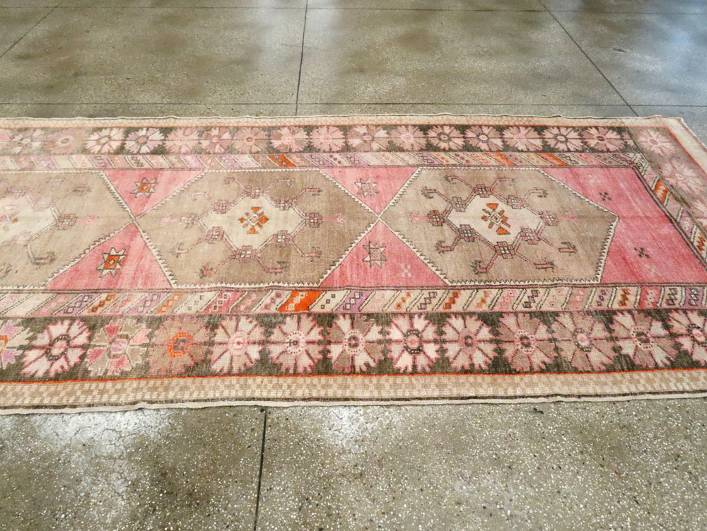 Vintage Turkish Anatolian Wide Gallery Runner, No.27682 - Staging