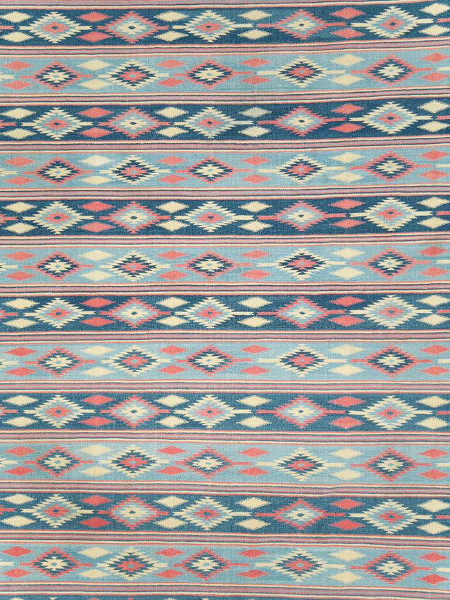 Vintage Indian Flatweave Dhurrie Large Square Carpet, No.27696 - Staging