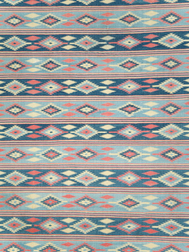 Vintage Indian Flatweave Dhurrie Large Square Carpet, No.27696 - Staging