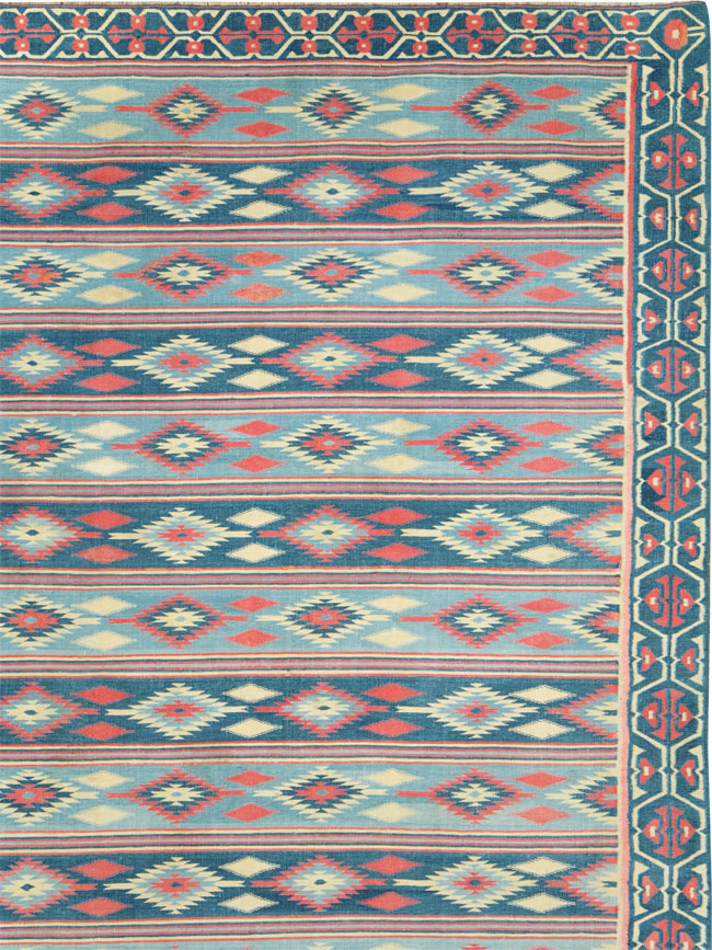 Vintage Indian Flatweave Dhurrie Large Square Carpet, No.27696 - Staging