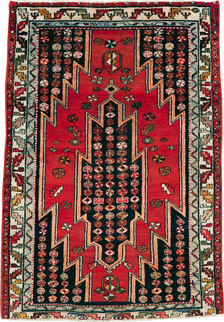 Vintage Persian Mazlagan Accent Rug, No.27710 - Staging