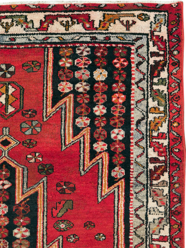 Vintage Persian Mazlagan Accent Rug, No.27710 - Staging