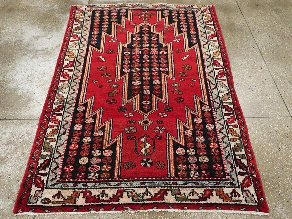 Vintage Persian Mazlagan Accent Rug, No.27710 - Staging