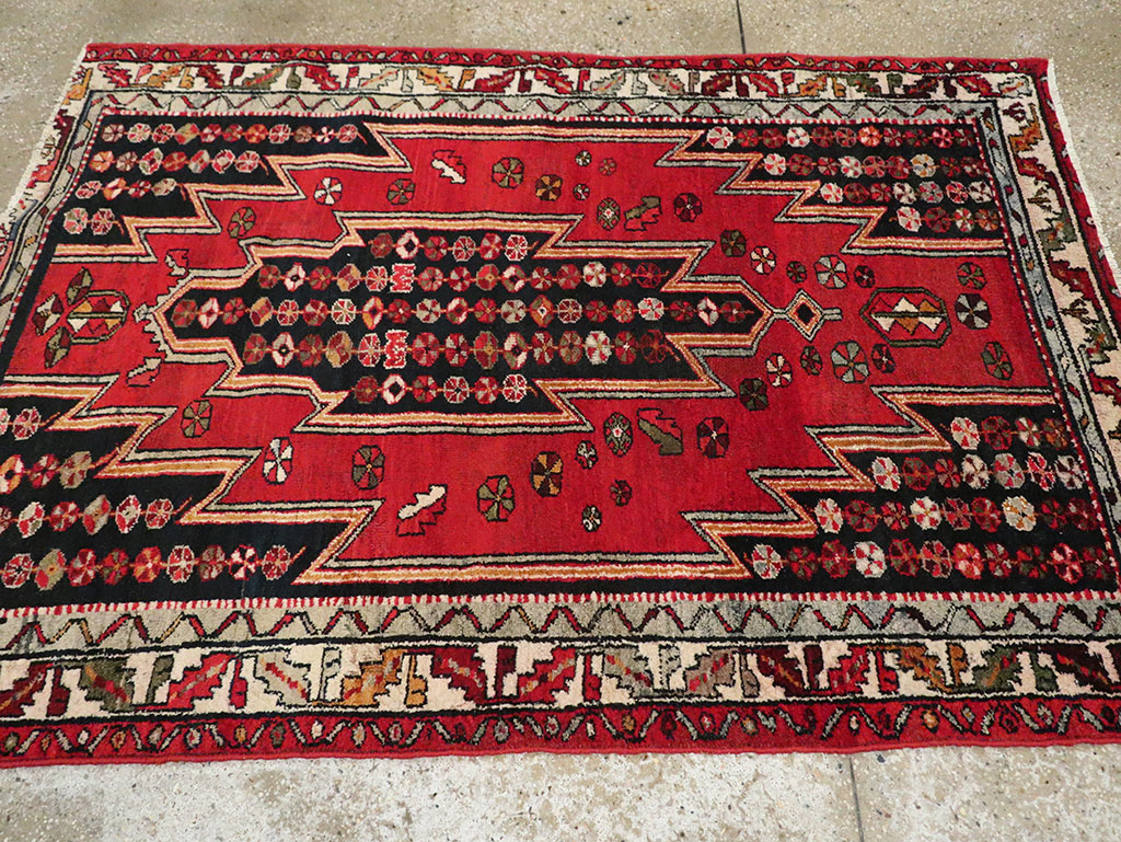 Vintage Persian Mazlagan Accent Rug, No.27710 - Staging