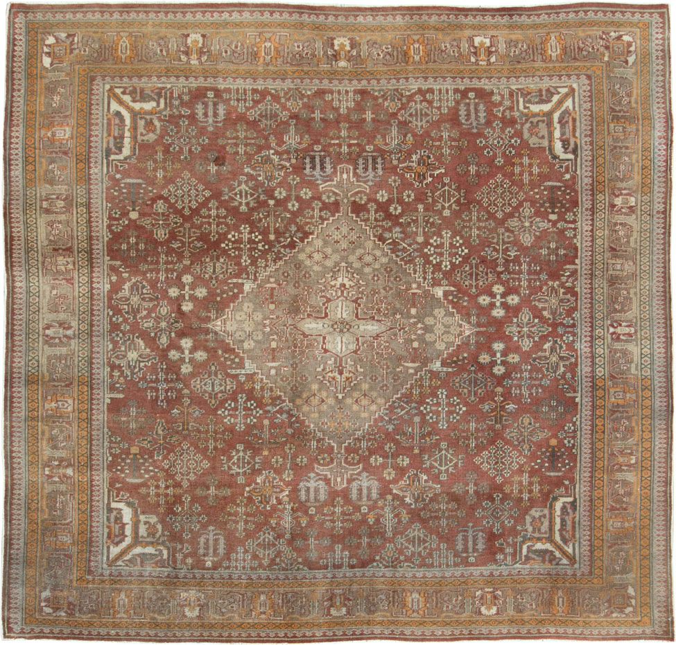 Vintage Persian Joshegan Square Accent Carpet, No.27724 - Staging