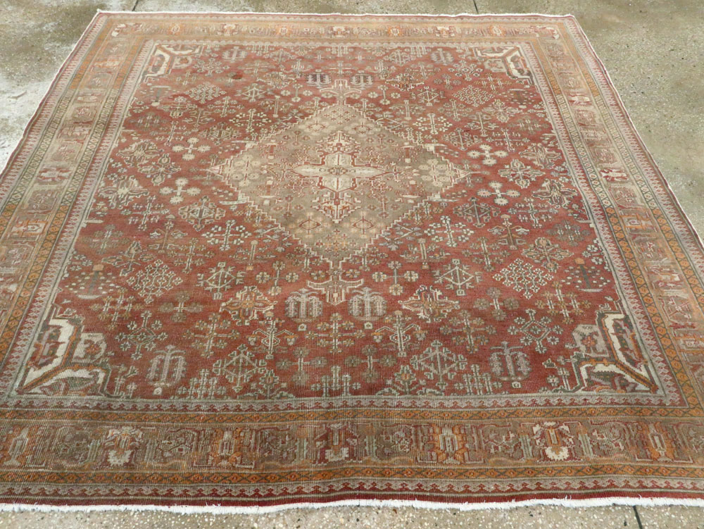 Vintage Persian Joshegan Square Accent Carpet, No.27724 - Staging