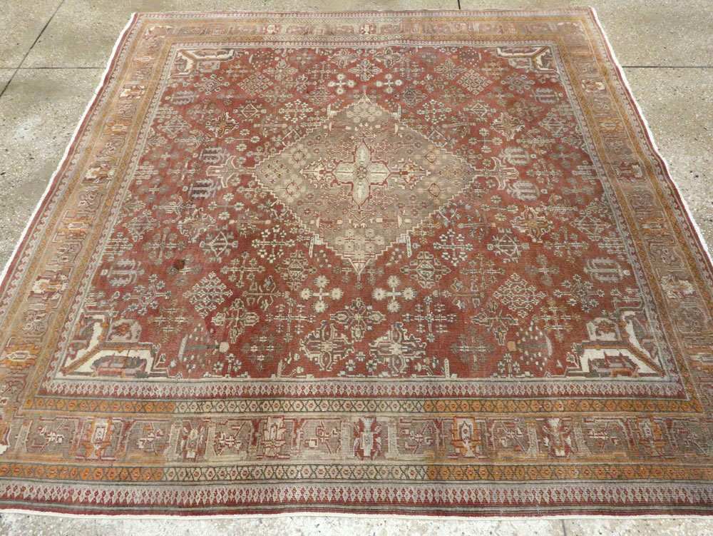 Vintage Persian Joshegan Square Accent Carpet, No.27724 - Staging