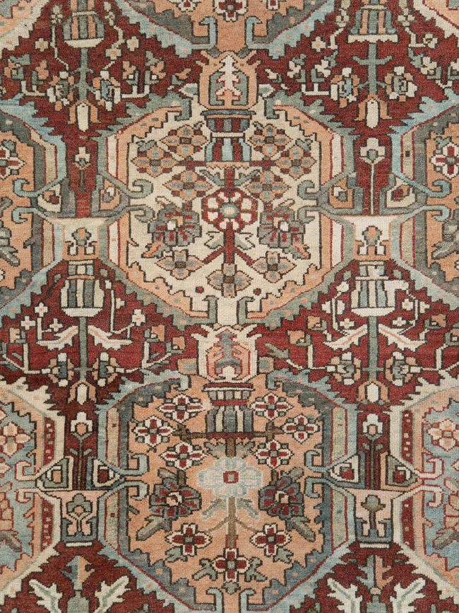 Vintage Persian Bakhtiari Square Room Size Carpet, No.27727 - Staging