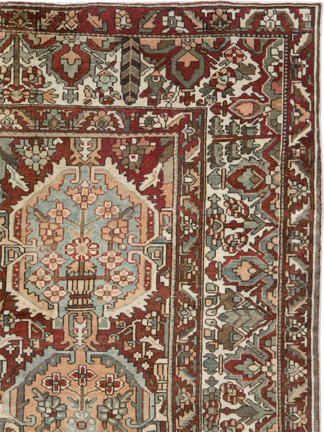Vintage Persian Bakhtiari Square Room Size Carpet, No.27727 - Staging