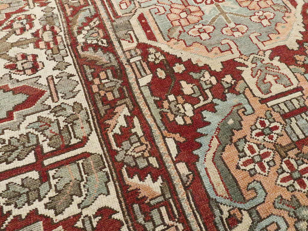 Vintage Persian Bakhtiari Square Room Size Carpet, No.27727 - Staging