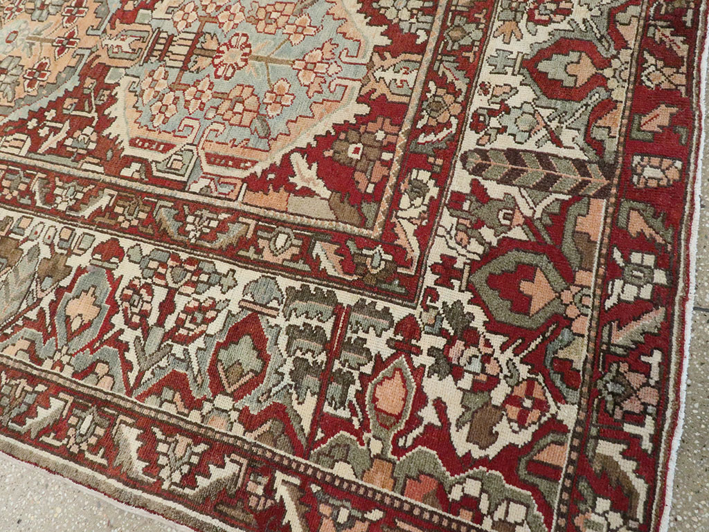 Vintage Persian Bakhtiari Square Room Size Carpet, No.27727 - Staging