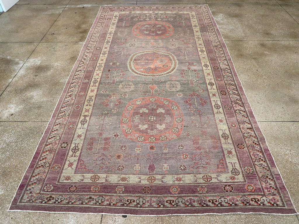 Antique East Turkestan Khotan Gallery Carpet, No.27747 - Staging